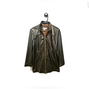 Vintage Y2k Coldwatercreek Leather Jacket Leopard‎  Small Indie Sleeze Mob Wife